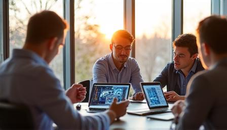 Humans and robots collaborating in a modern office environment